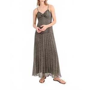 NEW MOLLY BRACKEN printed strapless maxi dress in khaki jena